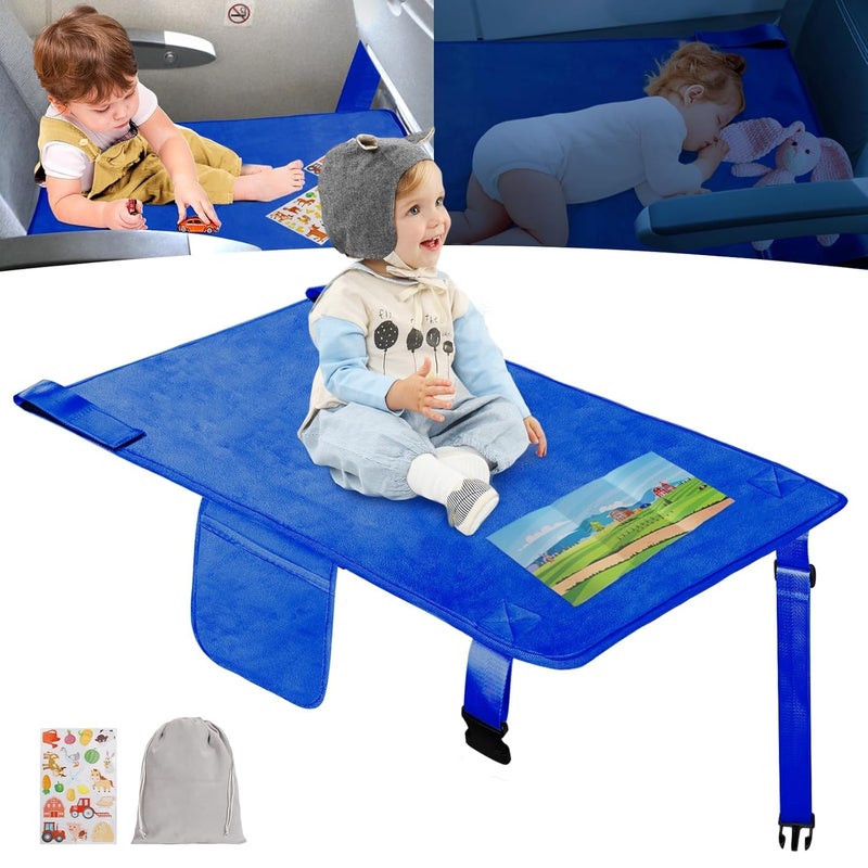 Toddler Airplane Bed, Kids Airplane Seat Extender Travel Bed, Toddler Airplane Travel Essentials with Sticker Book, Navy Blue